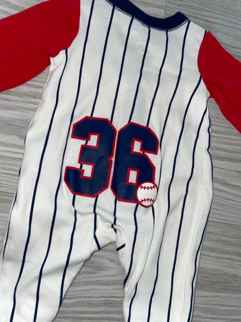 Carter’s Newborn Baby Boy Baseball Footed Sleeper Red White Blue
